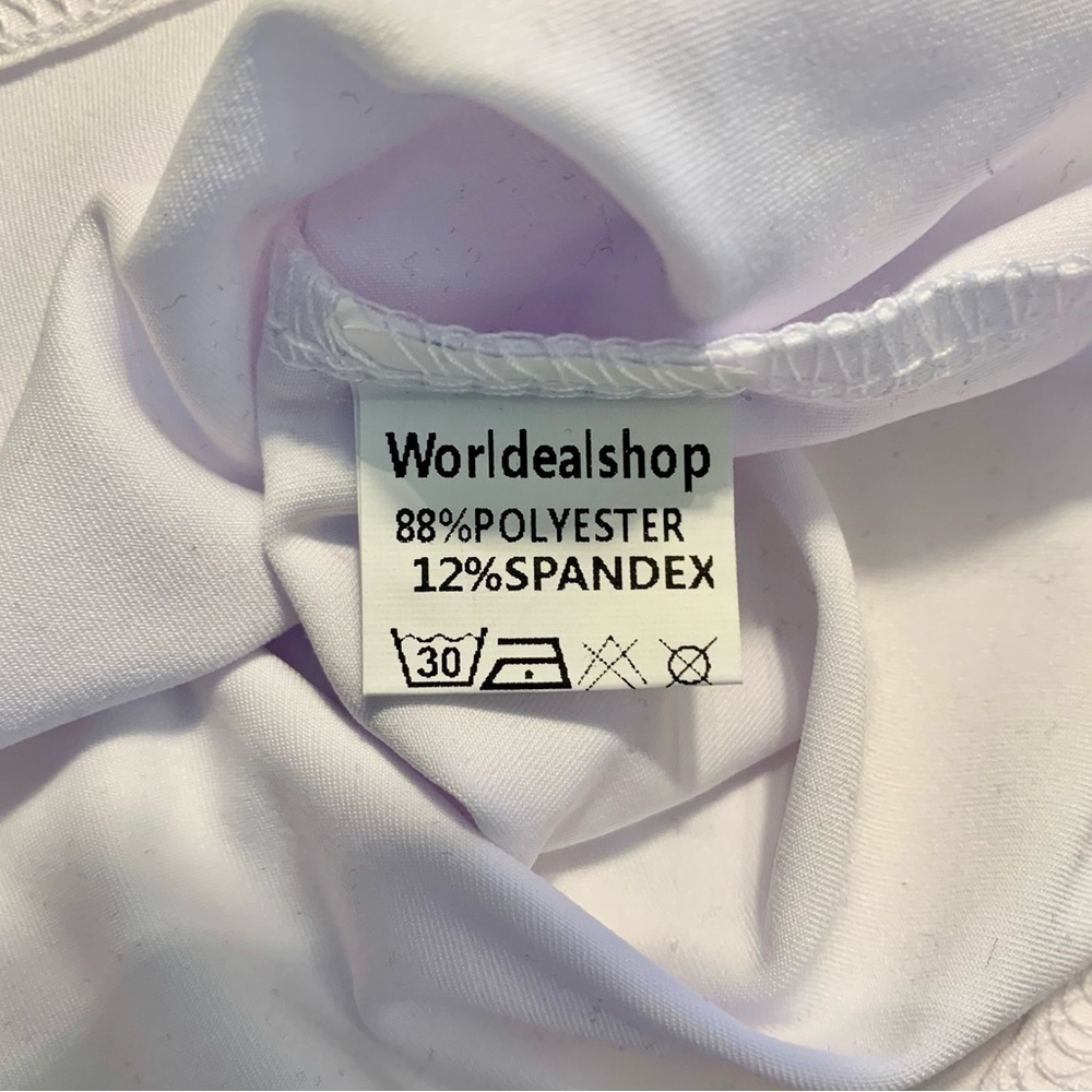 NWT Sleeveless Top Small Cropped Muscle Tee White Stretchy Spandex Worldealshop - Picture 9 of 12